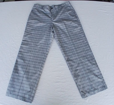 Calça de golfe masculina IZOD 38x30 cinza claro xadrez preppy desempenho leve - Imagem 1 de 4