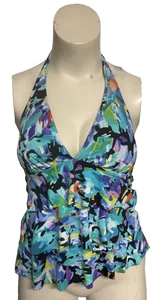 Caribbean Joe Tankini Badeoberteil Blue Splash Größe 14 #BCH - Bild 1 von 4