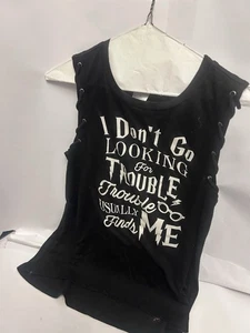 Camiseta sin mangas Harry Potter talla S negra gráfica "I Don't Go Looking..." usada en excelente estado - Imagen 1 de 3
