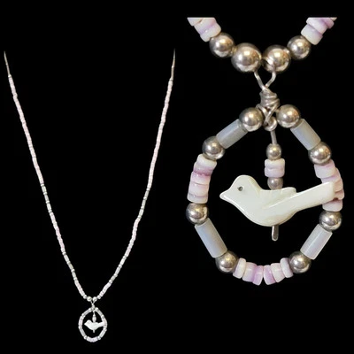 Collar de Pájaro Con Cuentas Años 70 De Colección Cuentas Semilla Púrpura Shell Stretch 49" Suroeste Foto 1 de 4