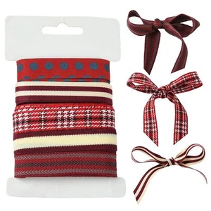 15 Yards Polyester Red Striped Ribbons for Flower Gift Home Wedding Party Decor - Picture 1 of 6