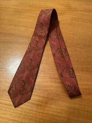 Ropa de cuello Knightsbridge - Vintage años 90 - Corbata 100 % seda - Rojo borgoña - Cachemira  Foto 1 de 4