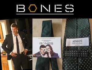 KNOCHEN: David Boreanaz (als Seeley Booth) auf dem Bildschirm getragene HERO " ARMANI " Krawatte mit Echtheitszertifikat - Bild 1 von 3