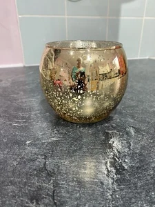 Crackle Glaze Tea Light Holder. Gold . In Very Good Condition - Picture 1 of 3