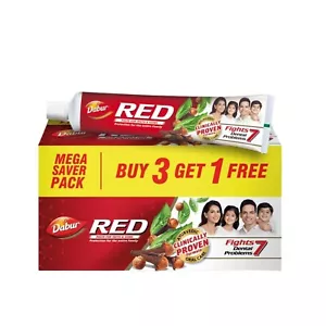Dabur Red Toothpaste 150 gm BUY 3 GET 1 FREE ( FREE SHIPPING ) - Picture 1 of 4
