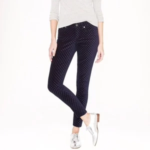 Jeans J.Crew 29 altos terciopelo azul marino en relieve palillo de dientes palillo de lunares - Imagen 1 de 10