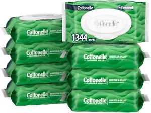 GentlePlus Flushable Wet Wipes with Aloe & Vitamin E, 84 Count, Pack of 8 - Picture 1 of 7