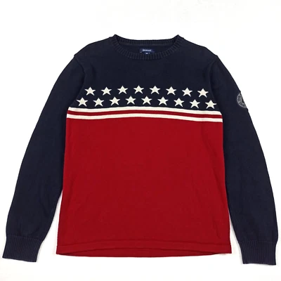 GANT Garçons Pull 13-14 Ans 158-164 CM Marine Bleu Rouge Stars Pull Enfants 2XL - Photo 1/4