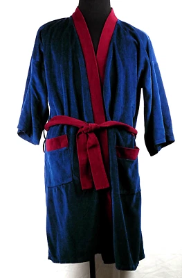 Bata corta de terciopelo azul Hampshire House de Van Heusen de colección años 70 OS para hombre Foto 1 de 3