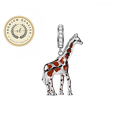 Giraffe Charm For Bracelet, Sterling Silver Charm, Animal Theme Dangle Charm - Image 1 of 4