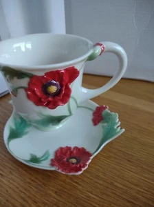 Set tazze e piattini Franz POPPY FZ00523 - Condizioni perfette IN SCATOLA - Foto 1 di 7