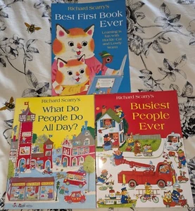 Sammlung von 3 Richard Scarry Kinderbüchern, bestes erstes Buch aller Zeiten, was Menschen tun - Bild 1 von 2
