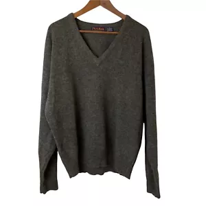 Jos A Bank Sportswear Mens V Neck Sweater Size XL Grey 100% Lambs wool - Picture 1 of 8