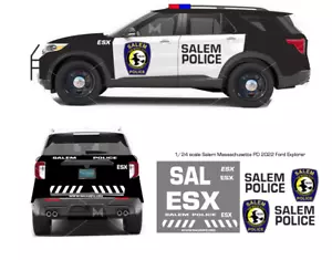 1/24 Scale Salem Ma Police 2022 Motormax Fd Explorer 2 sets Waterslide Decals - Picture 1 of 1