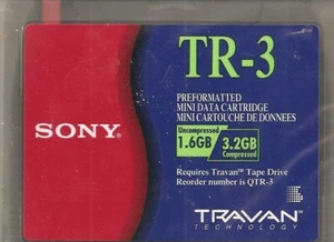 Sony QTR-3 Travan 3.2 GB Compressed 1.6 GB Uncompressed Mini Data Tape Cartridge - Picture 1 of 2