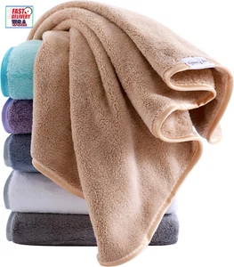 6 Pack Ultra Soft Microfiber Absorbent Hand Towel, Silk Hemming Towels for Bathr - Picture 1 of 12