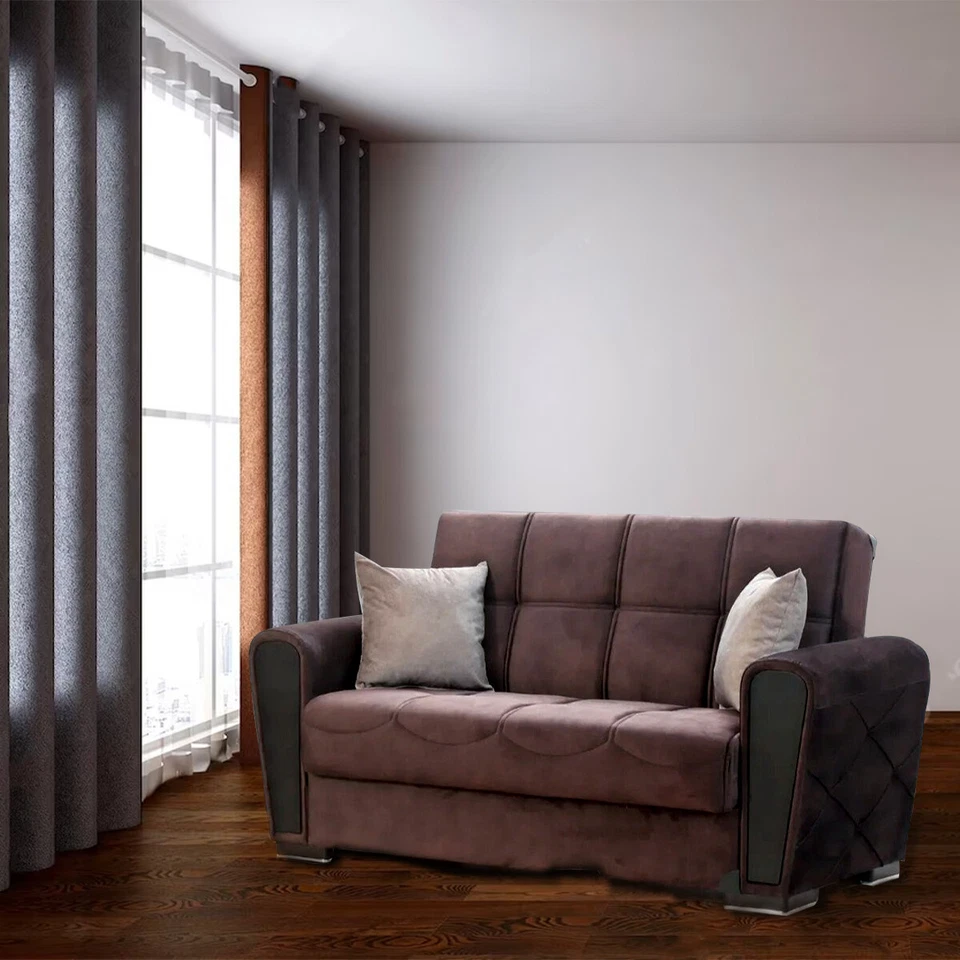 Sofá cama/loveseat/sillón Henry de tela marrón oscuro Foto 1 de 1