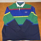 VIntage Polo Ralph Lauren Shirt Herren 4XB blau grün Hi Tech Colorblock Rugby