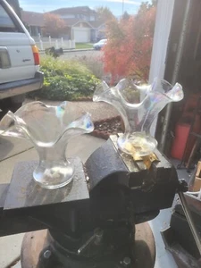 Antique Kralik Or Loetz Style Czech Iridescent Glass Ruffled Top - Picture 1 of 7