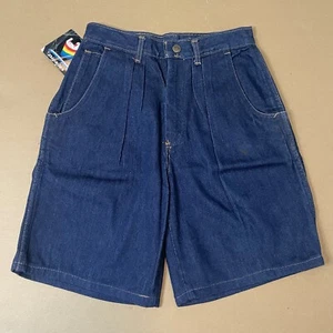 Vintage 70s Dickies Landlubber Pleated Denim Shorts Size 26” Deadstock NOS Dark - Picture 1 of 17