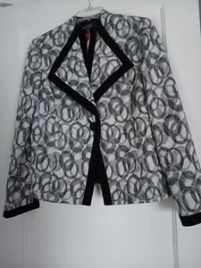 Chaqueta de traje para mujer Kasper Designer nueva con etiquetas blanco y negro forrada con botones talla 10 - Imagen 1 de 2