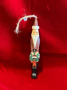 Midwest Importers Handcrafted Wood Santa Wreath Christmas Tree Holiday Ornament - Picture 1 of 3