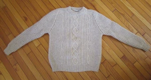Vintage Carraun 100% Wool Ireland Cable knit Fishermans Sweater Men's L 42 Rare - Imagen 1 de 6