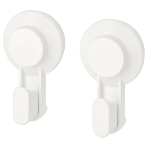 2x IKEA TISKEN Hook with Suction Cup Hanger Wall Mounted Polycarbonate White - Picture 1 of 1