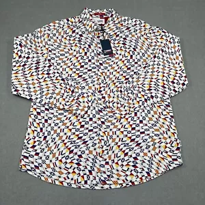 Camicia Tommy Jeans uomo grande bianca archivio bandiera stampa AOP skate fit skateboard - Foto 1 di 12