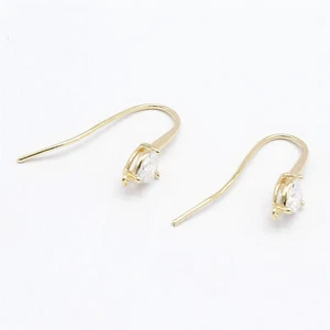 2pcs Zircon Heart French Ear Hook Hypoallergenic Brass Earring Accessory 23x20mm - Picture 1 of 5