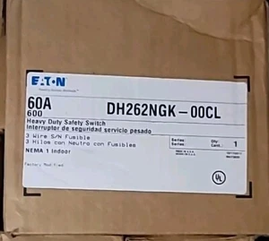 NUEVO INTERRUPTOR DE DESCONEXIÓN DE SEGURIDAD FUSIBLE EATON 60 AMP 600 VAC 2 POLOS DH262NGK-OOCL - Imagen 1 de 2