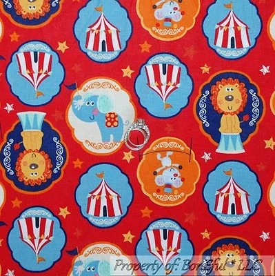 BonEful Tela FQ Algodón Edredón Rojo Blanco Azul Estrella Bandera Niño CIRCO Animal Print Foto 1 de 4