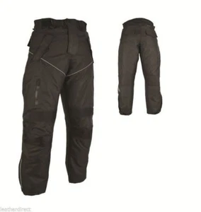 Mens Black Textile Waterproof CE Armoured Motorbike Motorcycle Trousers / Pants - Picture 1 of 1