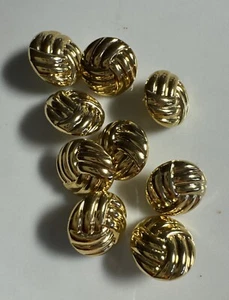 9 Schmuckknöpfe  Kunststoff  Gold Jacken  Kleid Bluse  15 mm Gold Knoten - Bild 1 von 3