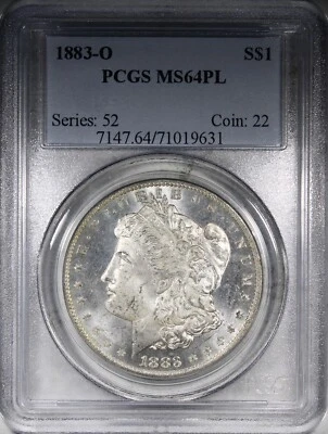 1883-O Morgan Dollar PCGS MS64PL Proof-Like Flashy $1 - Image 1 of 2