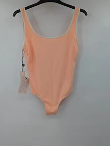 NEW* Solid & Striped swimsuit Tuxedo UK L 14/16 peach one piece READ DESCRIPTION - Picture 1 of 8