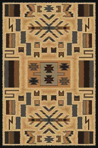 SOUTHWESTERN beige area rug 2x3 rustic LODGE modern : Approx 1' 10" x 3' 3" - Picture 1 of 1