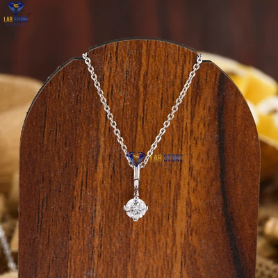 0.30 TDW Round Lab Grown Diamond Simple Pendant 18k White Gold - Image 1 of 4
