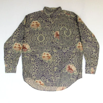 VTG Banana Republic Safari Travel Shirt Mens L Paisley Duck Pheasant Hunting AOP - Image 1 of 4