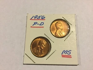 1956 P-D Duo of uncirculated Lincoln Wheat Cents - Picture 1 of 3
