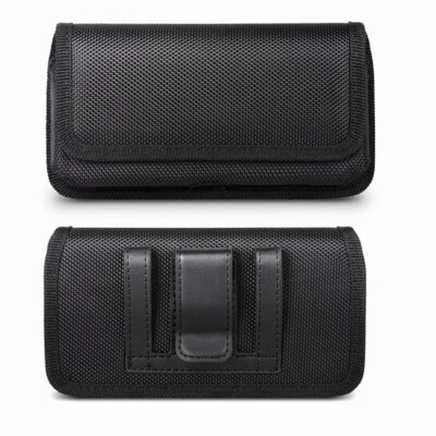 Funda de transporte horizontal de nailon con clip para cinturón para teléfono celular para Samsung Apple iPhone Foto 1 de 4
