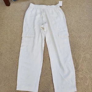 Women's A New Day NWT Cream Pull On Pants Elastic Waist Pockets Sz Medium - Picture 1 of 9