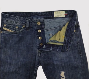 Jeans Diesel Viker Uomo 28x32 Anticato Bottone Dritto Fly Blu Denim Italia - Foto 1 di 15