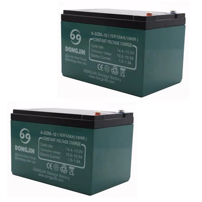 2pc 6-DZM-12 12V 12Ah Battery 6-DZF-12 for Scooter Go Kart E BIKE ATV Tricycle - Image 1 of 4