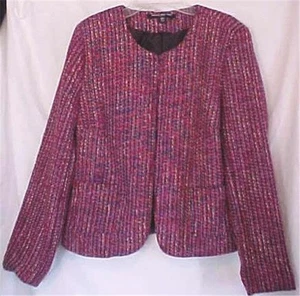 Ladies 10P Magenta Jacket Briggs NY Nubby Weave Cropped Office Church NWT - Picture 1 of 4