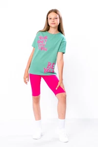 Comfortable Girls’ Clothing Set – Printed T-Shirt & Stretch Bike Shorts, Brea... - Picture 1 of 5