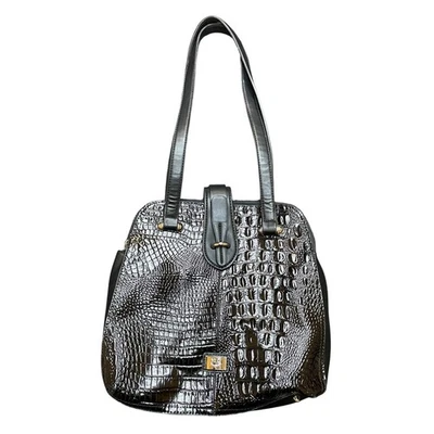 Bolso de Mano Marc Chantal Negro Imitación Charol Estampado de Cocodrilo Bolso Cartera Hombro Foto 1 de 4