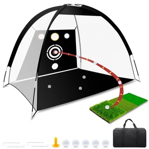 Golf Practice Net - Upgraded 10x7ft With 5 Balls, Tri-Turf Mat and Portable S... - Picture 1 of 9