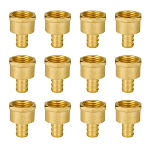 12-Pack 1/2" PEX to 1/2" Female NPT Brass Fittings, UPC Certified - Picture 1 of 7