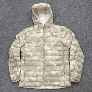 Lululemon Down Puffer Jacket Mens Large Gray Tie Dye Hooded Goose Feather Winter - Picture 1 of 13